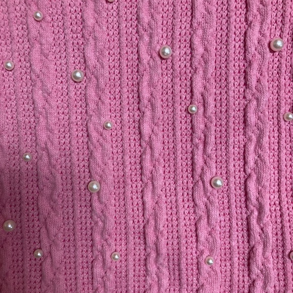 Zara Pink Pearl Beaded Cable Knit Sweater Sz S - Picture 2 of 4